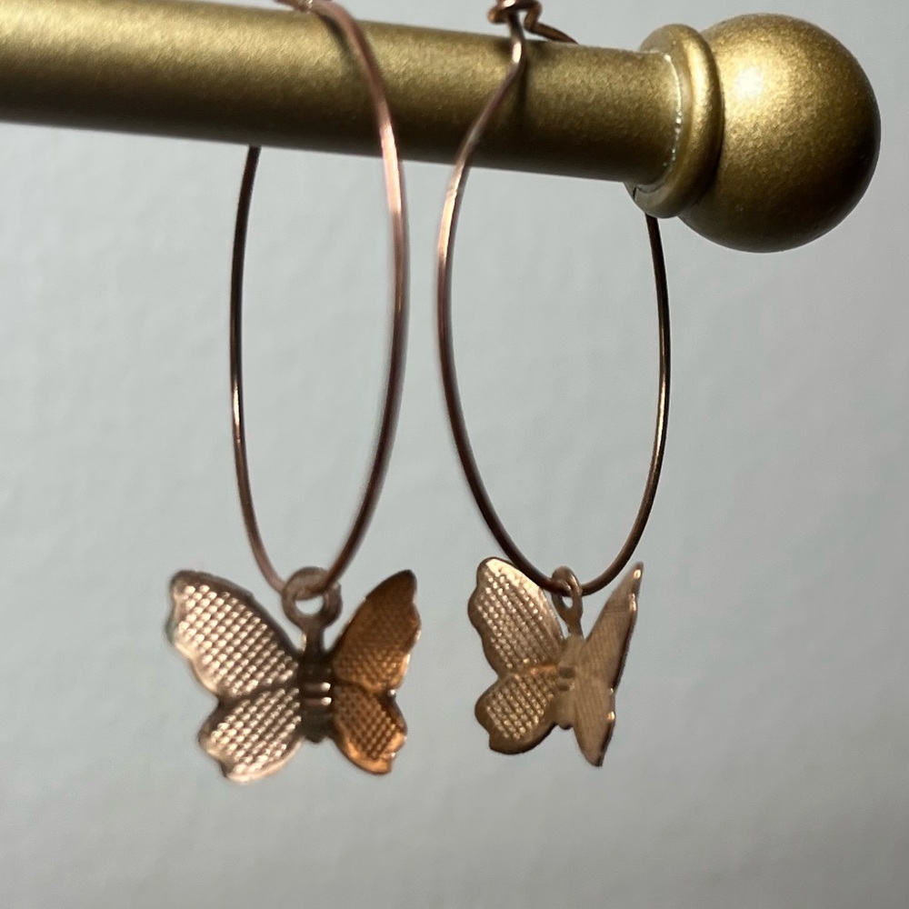 Gold Butterfly Hoops